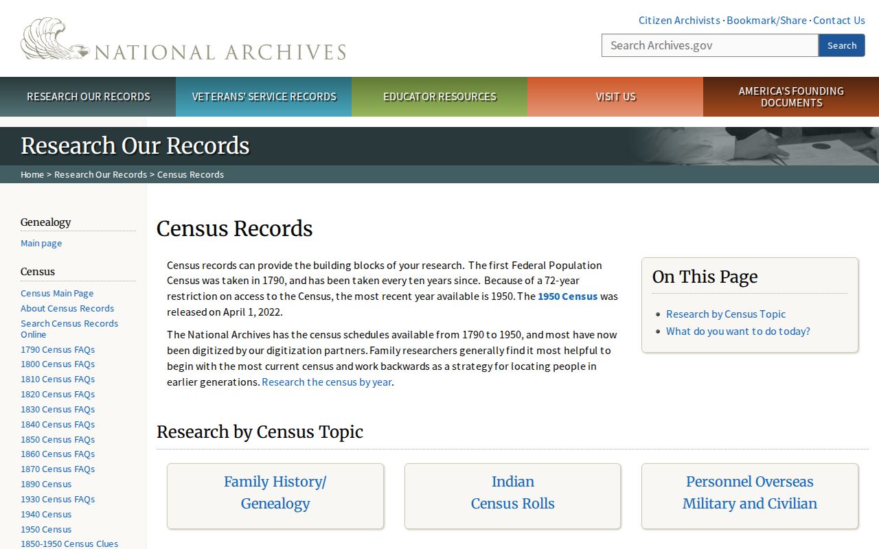National Archives census research page paired with Dania Beach city directories