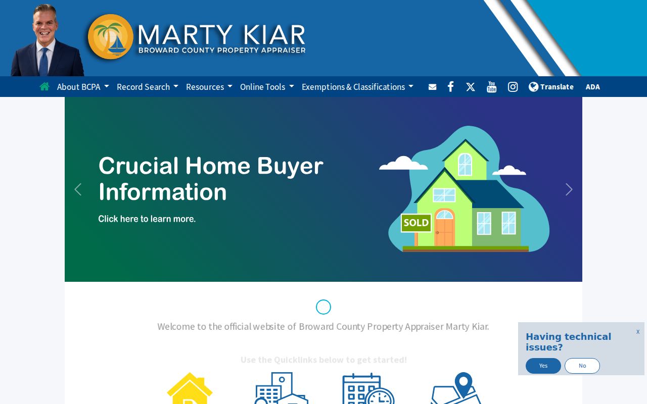 Broward Property Appraiser search used for Dania Beach parcels