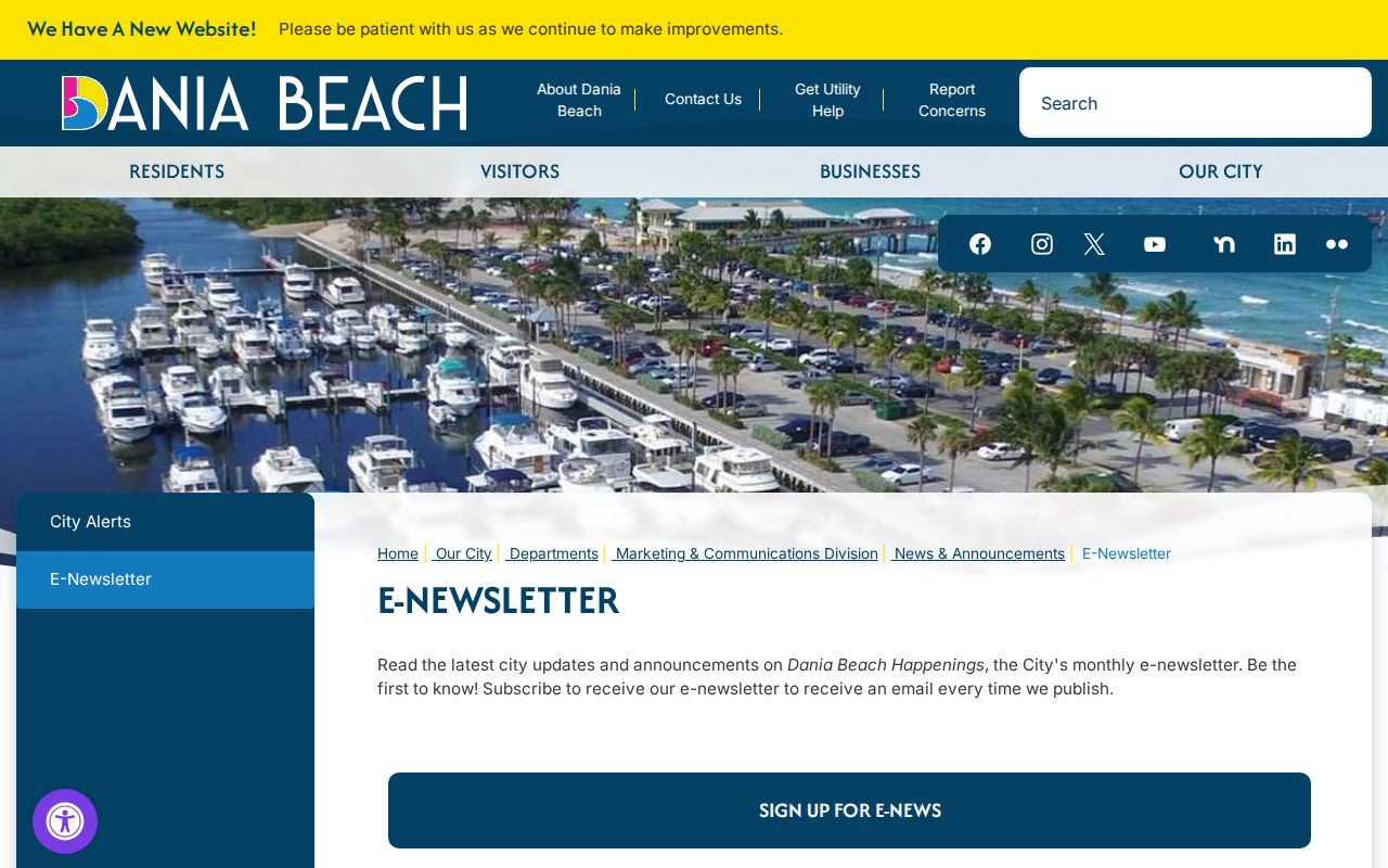 Dania Beach community newsletter page for neighborhood updates