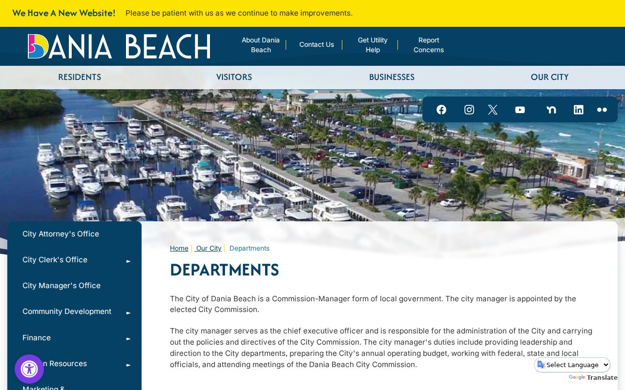 Dania Beach departments page for public block and neighborhood records