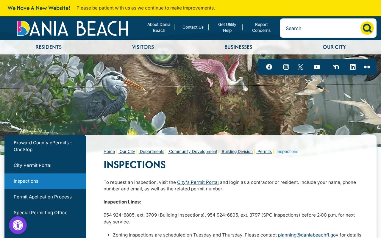 Dania Beach inspections page used to check address activity